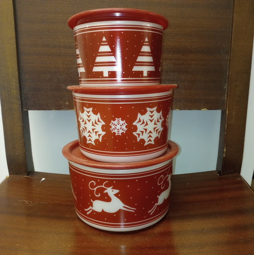 NEW Festive Red Holiday Storage Containers